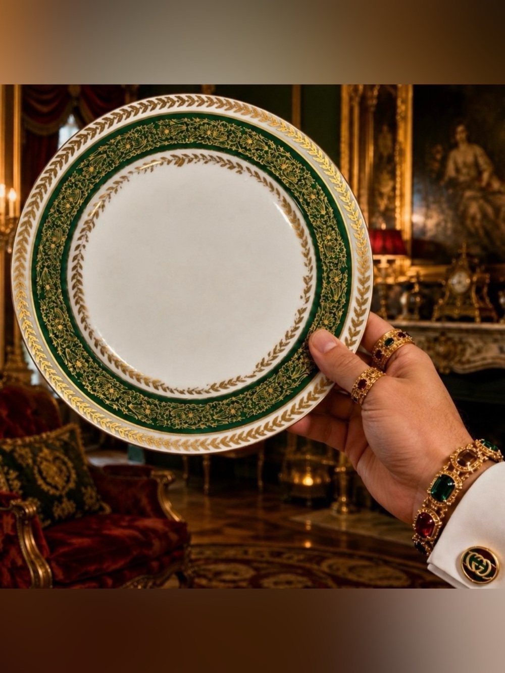 c. 1900 France T&V Tressemann & Vogt Limoges Antique Porcelain Dinner Plate GOLD